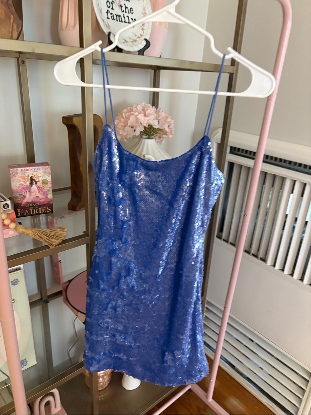 Away Royal Blue Sequin Mini Slip Dress